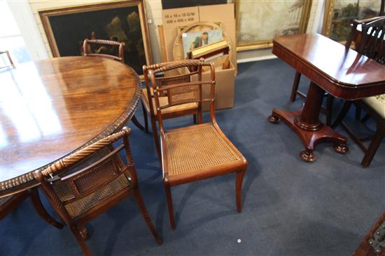 A set of eight Regency rosewood dining chairs, W.1ft 6in. H.2ft 8in.